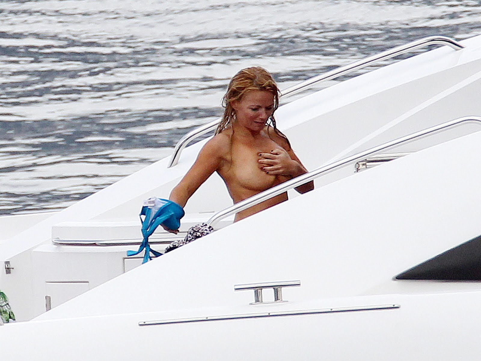 Geri Halliwell Topless Bikini Candids On A Boat.