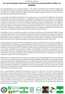 Manifiesto andaluz “Por unas festividades coherentes con la historia de Andalucía ¡NO A LA TOMA!"