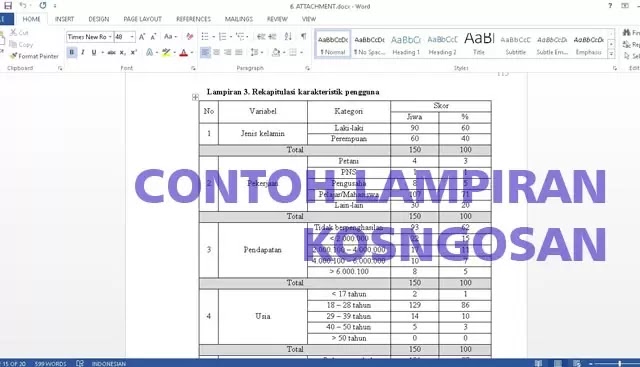 contoh lampiran contoh lampiran skripsi, makalah, laporan