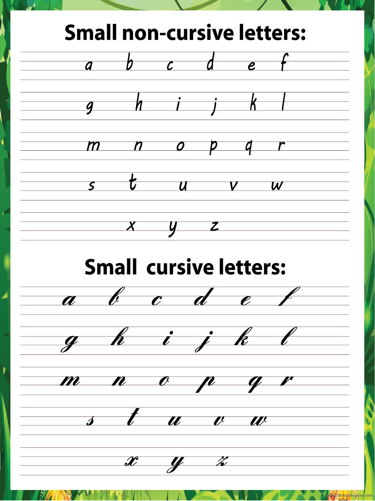 Lowercase and cursive letters