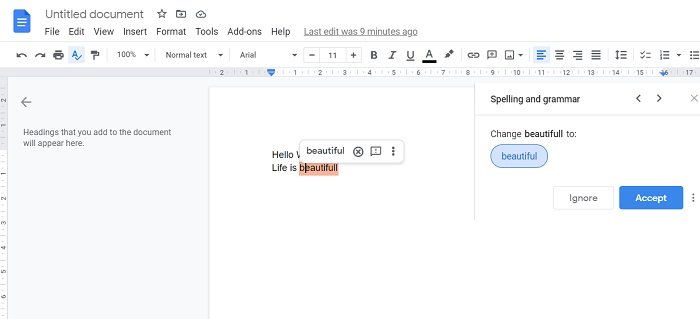 La vérification orthographique de Google Docs cesse de fonctionner