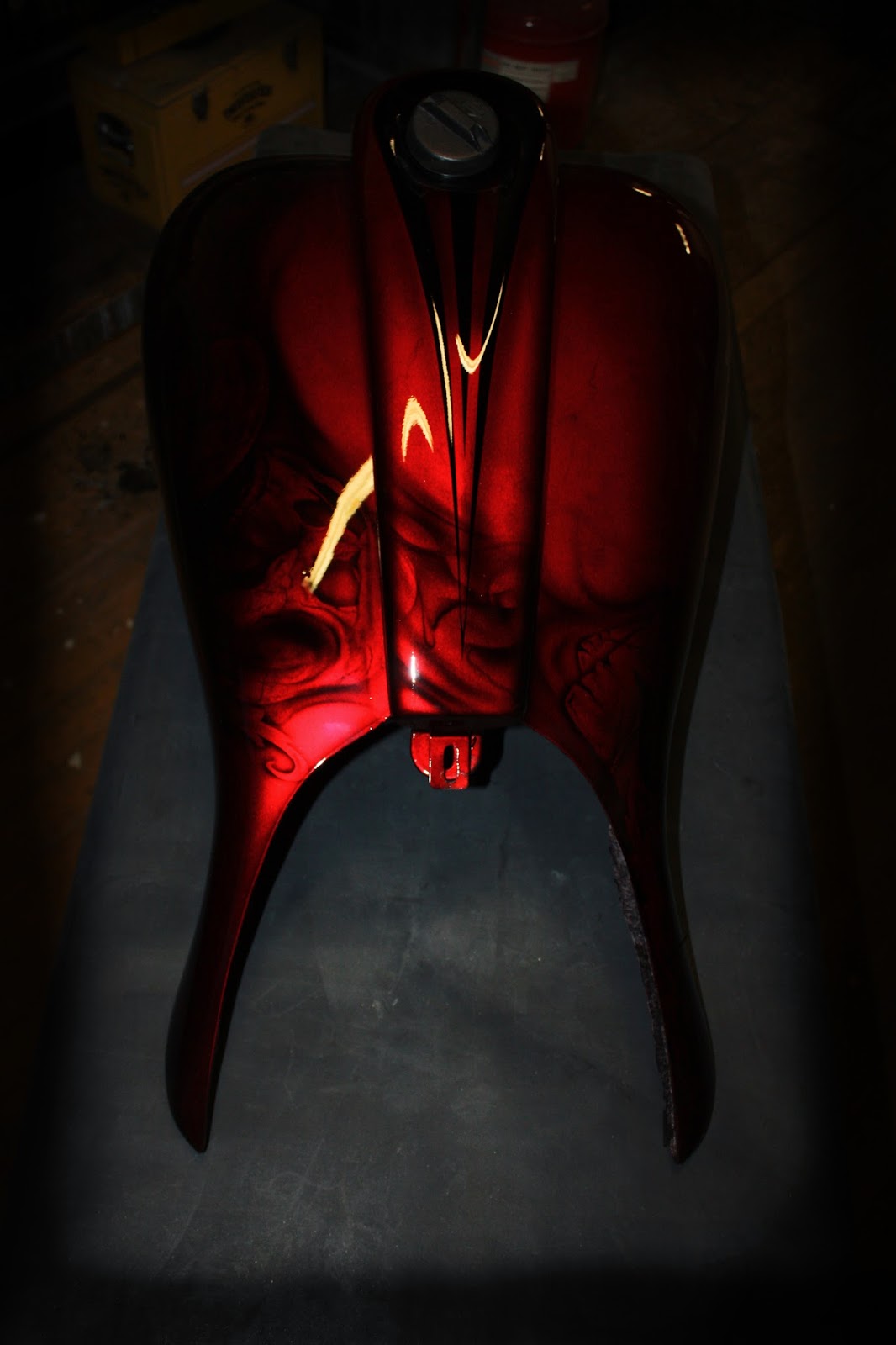 Online Motorcycle Paint Shop Candy apple red with gambling skulls and