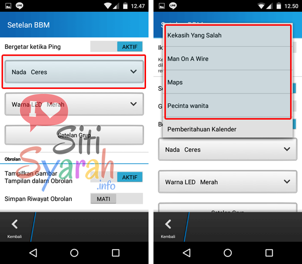 cara ganti notifikasi bbm android