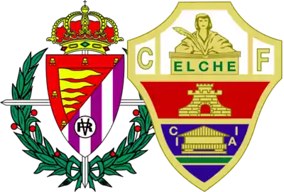 Análisis y pronóstico Valladolid vs Elche La Liga 19-1-21 escudos valladolid y elche