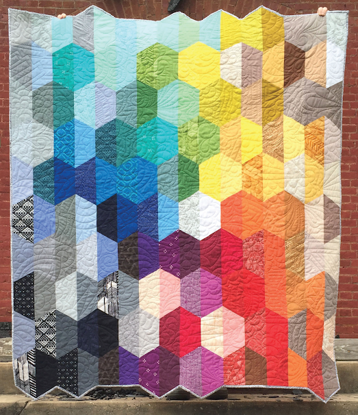 Hexometry Quilt designed by Sarah Thomas for Hoffman California Fabrics