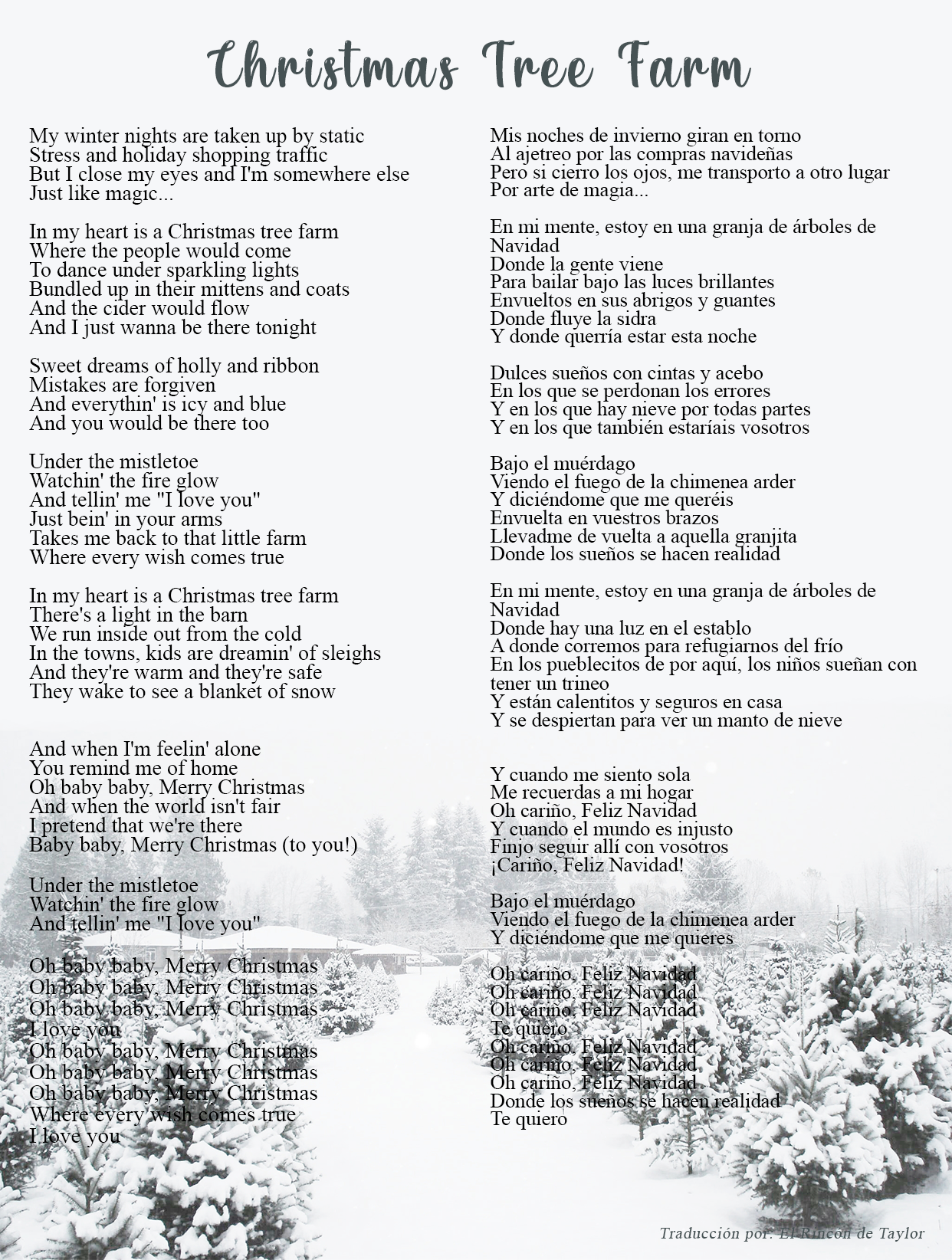 Christmas Tree Farm Música El Rincón de Taylor Canciones de