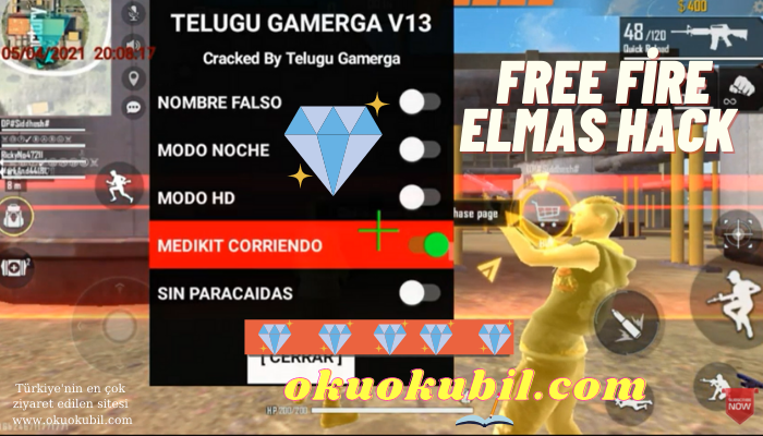 Free Fire DIAMOND Elmas Hack Telugu Gamerga v13 Menü Son Sürüm Apk