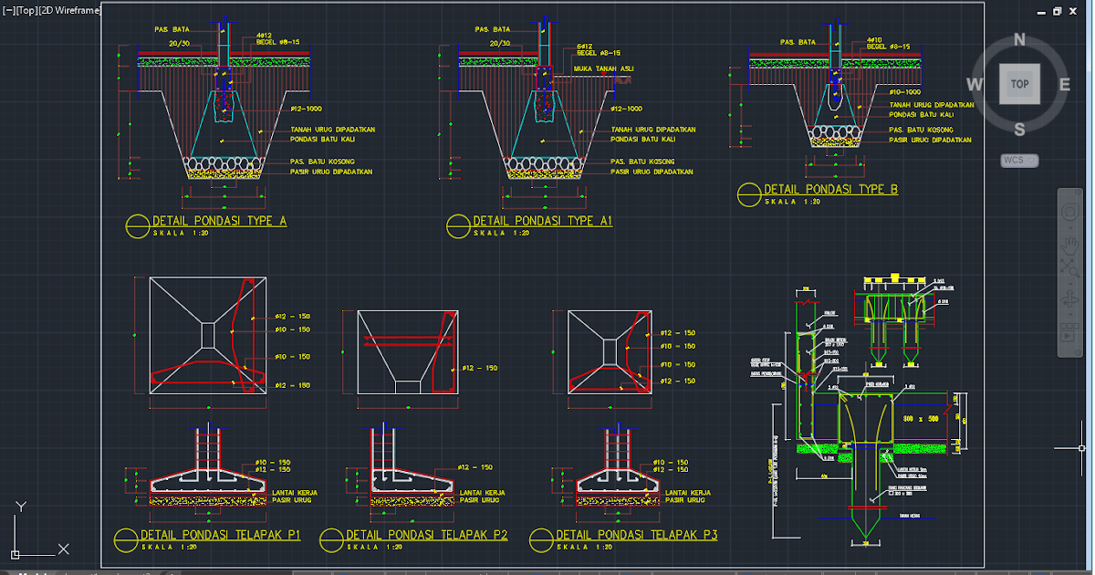 Download Gambar Detail Pondasi Batu Kali, Telapak dan