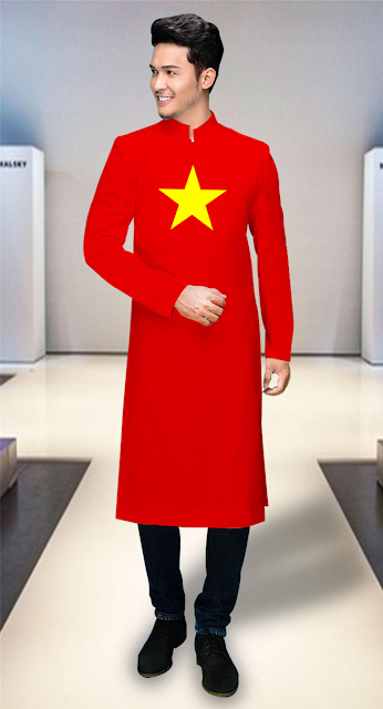 Áo dài cờ đỏ sao vàng đồng phục Cao Bằng