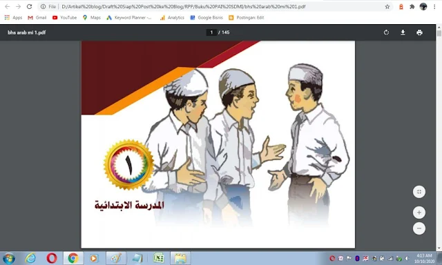 Buku bahasa arab kelas 1 sd/mi sesuai kma 183 tahun 2019
