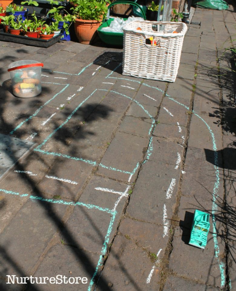 sidewalk chalk outdoor imaginary play idea
