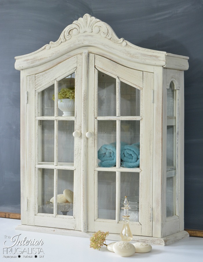 Whitewashed Vintage Wall Curio Cabinet Interior Frugalista