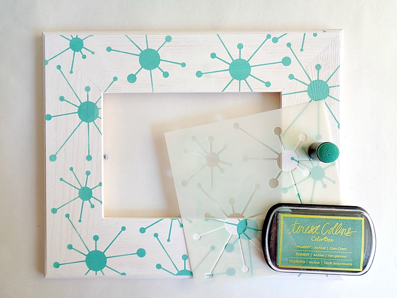 DIY Stenciled Gem Frame Running With A Glue Gun