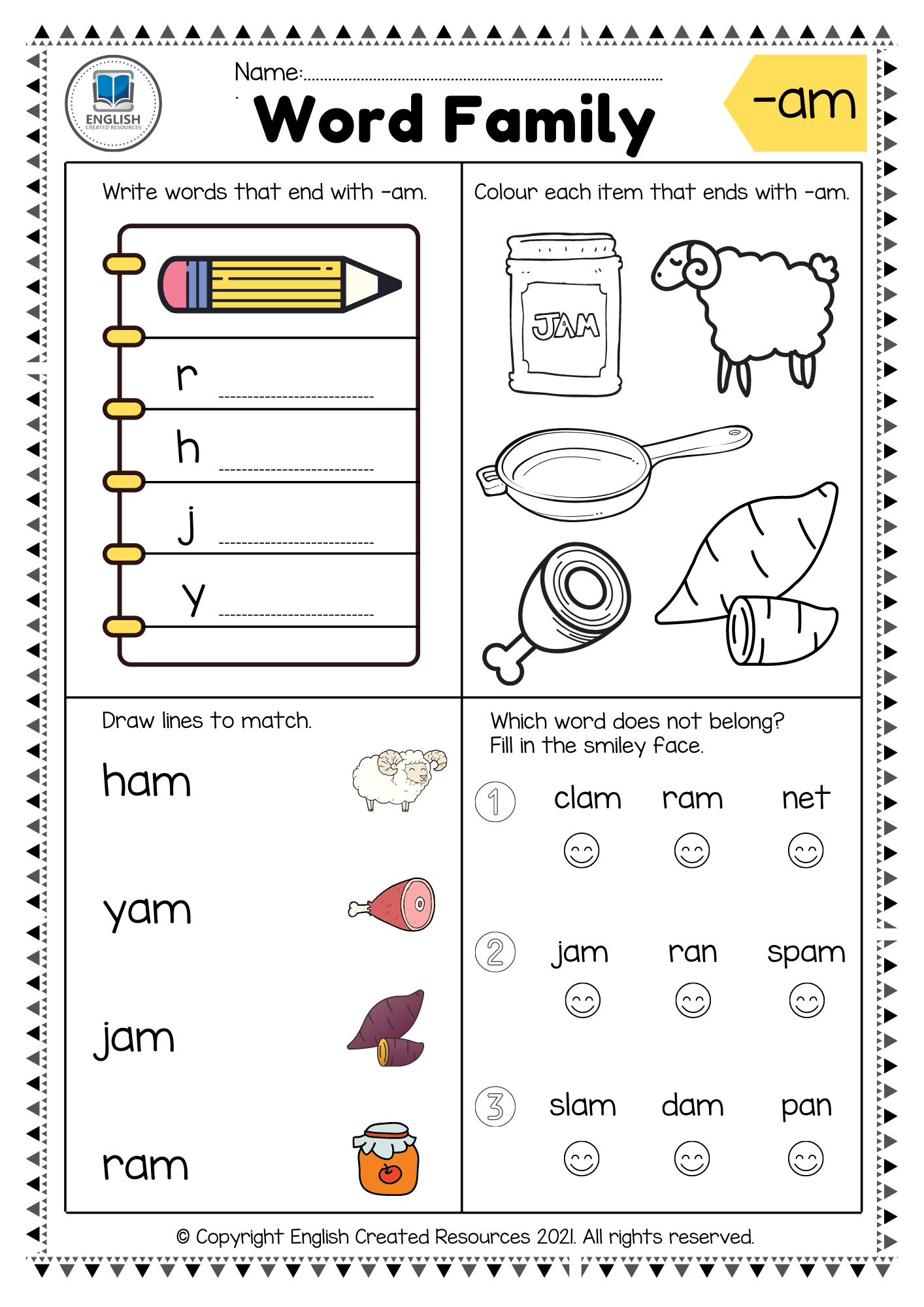 Word Family Worksheets Part One