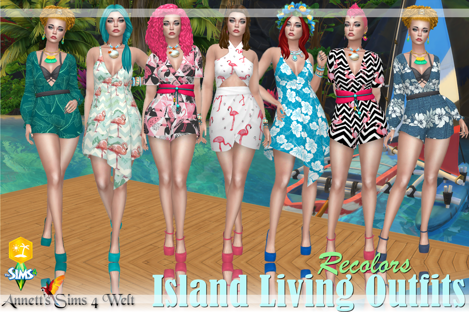 Annetts Sims 4 Welt Island Living Outfits Recolors