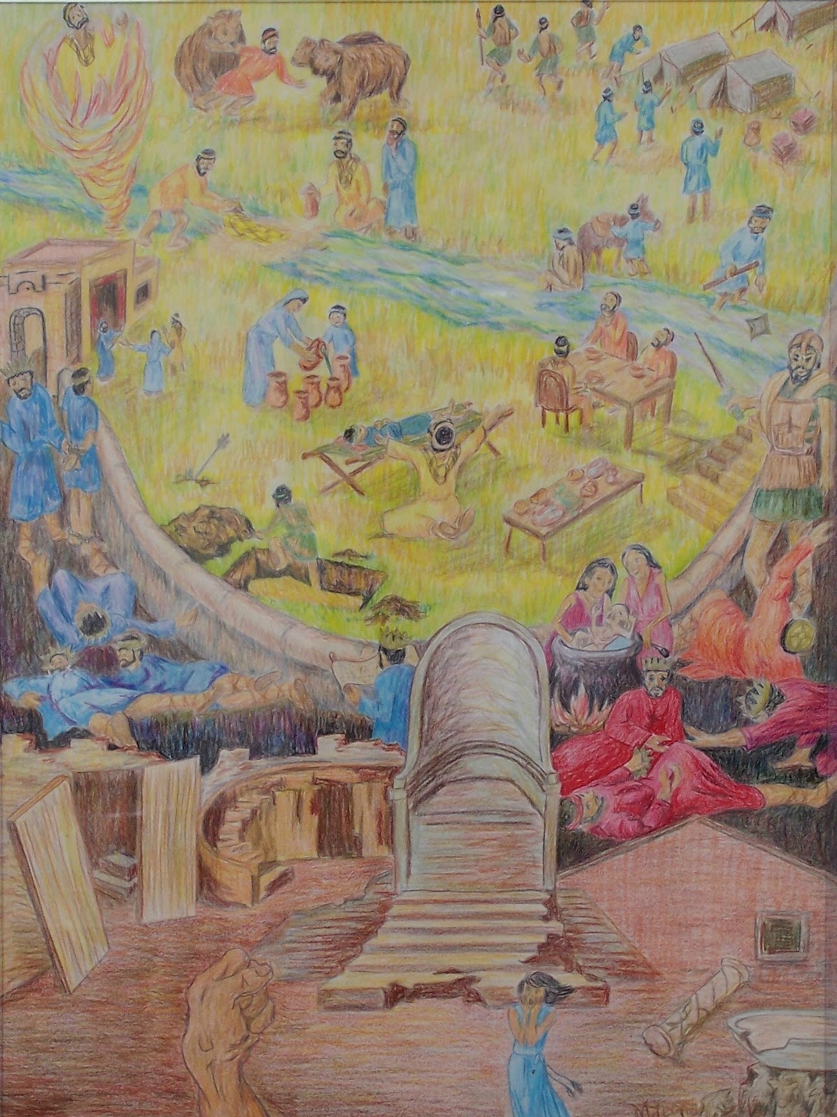 Maeona's Artwork Anglo Saxon Colored Pencil Folk Art Bible2nd Kings