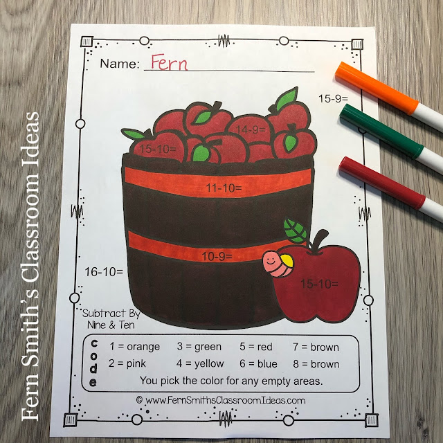 Click Here to Download These Fall Color By Number Addition, Subtraction, Multiplication, and Division Apple Themed Printables For Your Students Today!