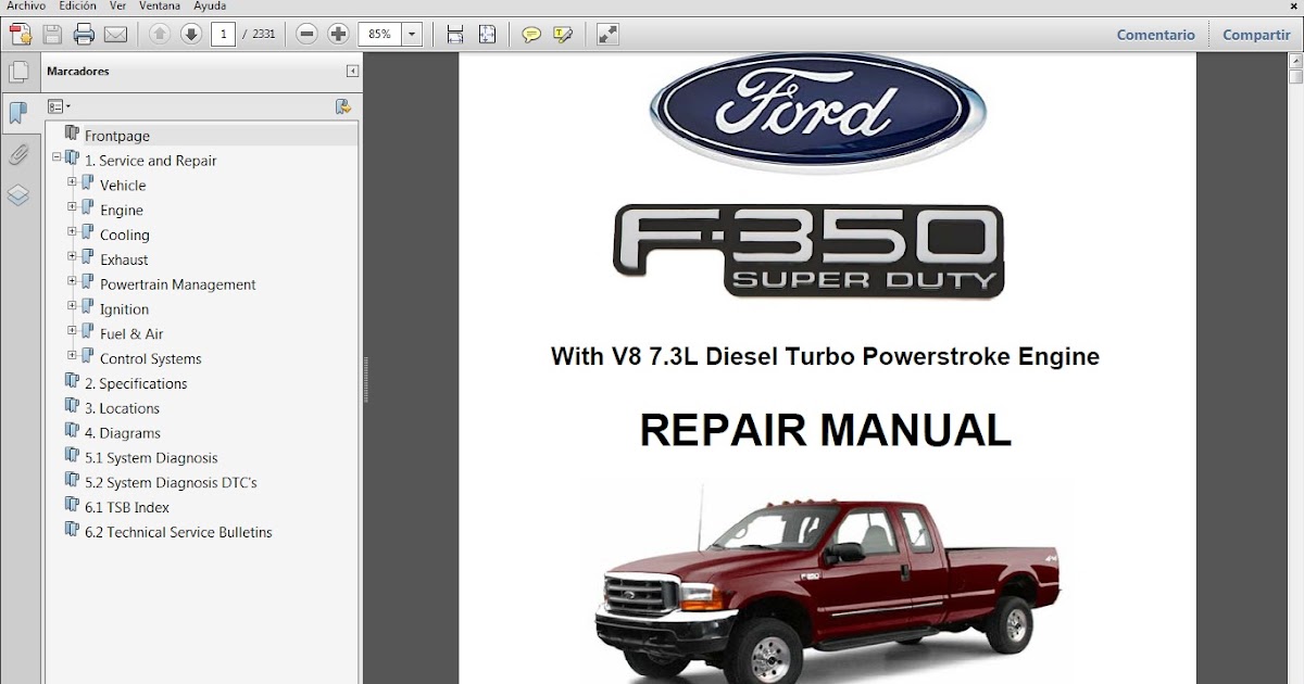 Manuales de Taller de FORD: FORD F350 SUPERDUTY con motor V8 7.3 Diesel