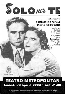 The movie poster for Solo per Te, starring Beniamino Gigli with music by Bixio