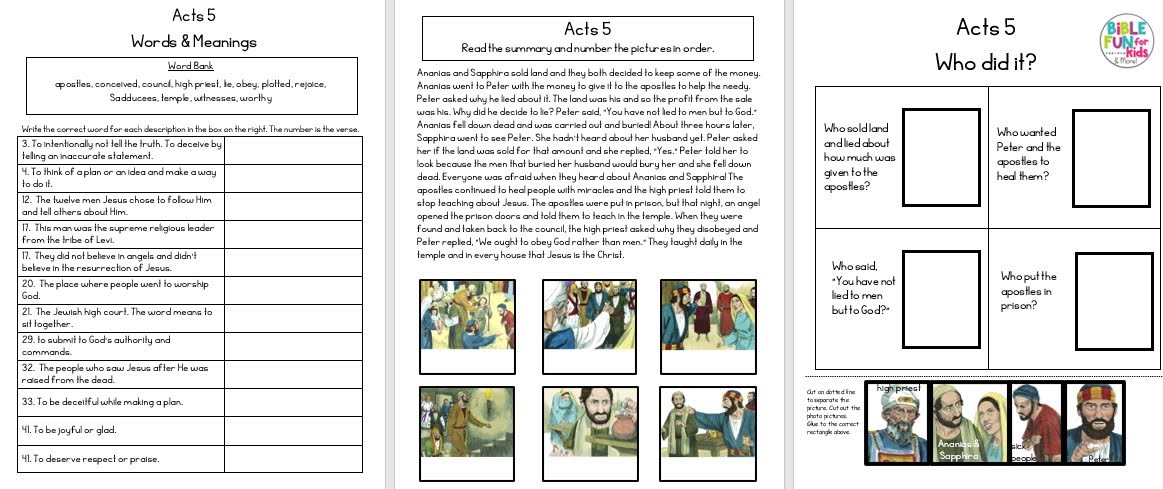 Acts Chapter 5 | Bible Fun For Kids