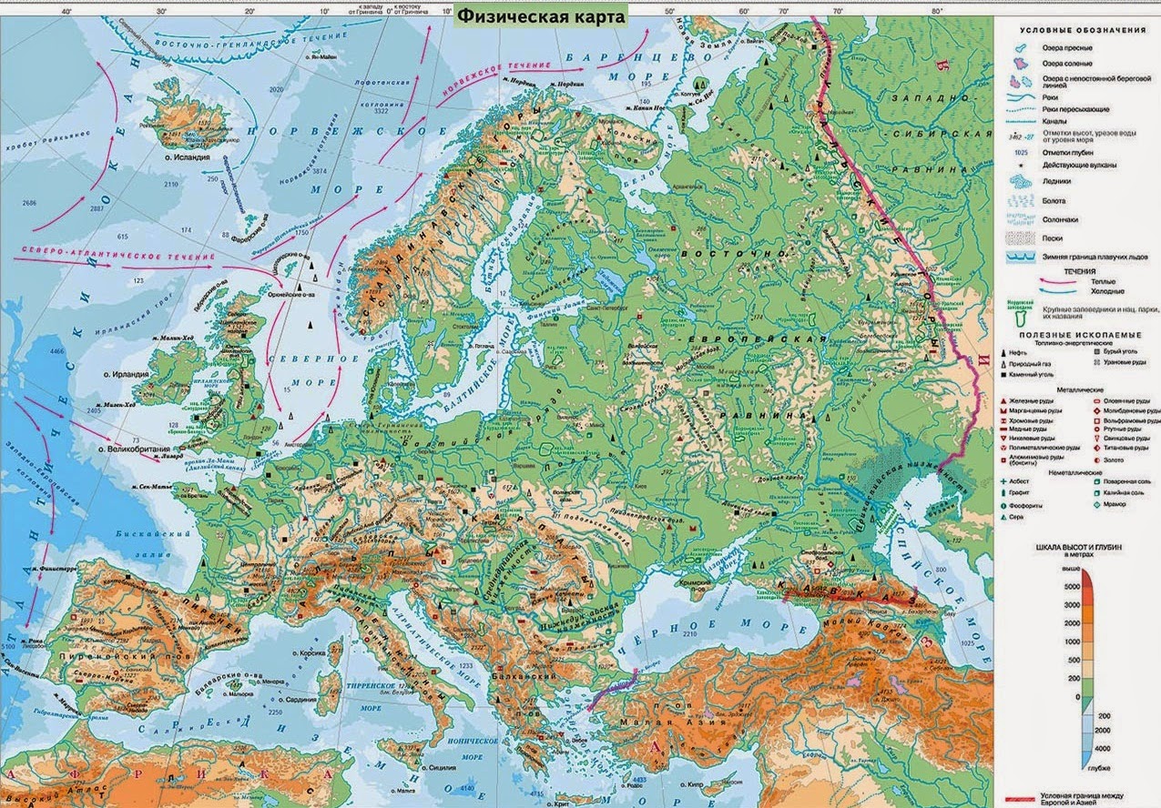 Карта европы с параллелями