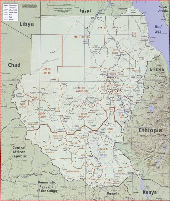 Gambar Peta politik Sudan dan Sudan Selatan