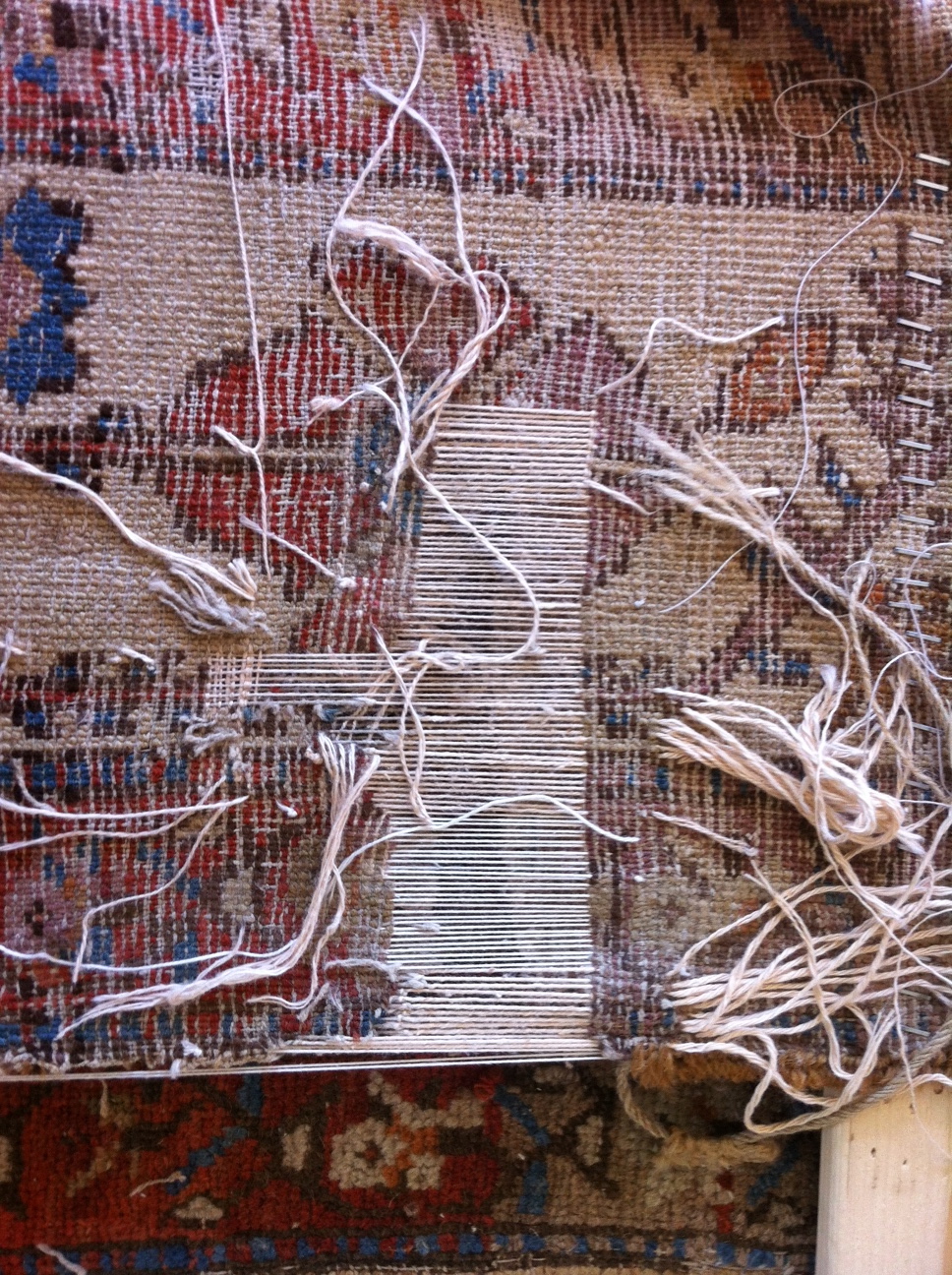 Antique Persian Rug Restoration In Process
