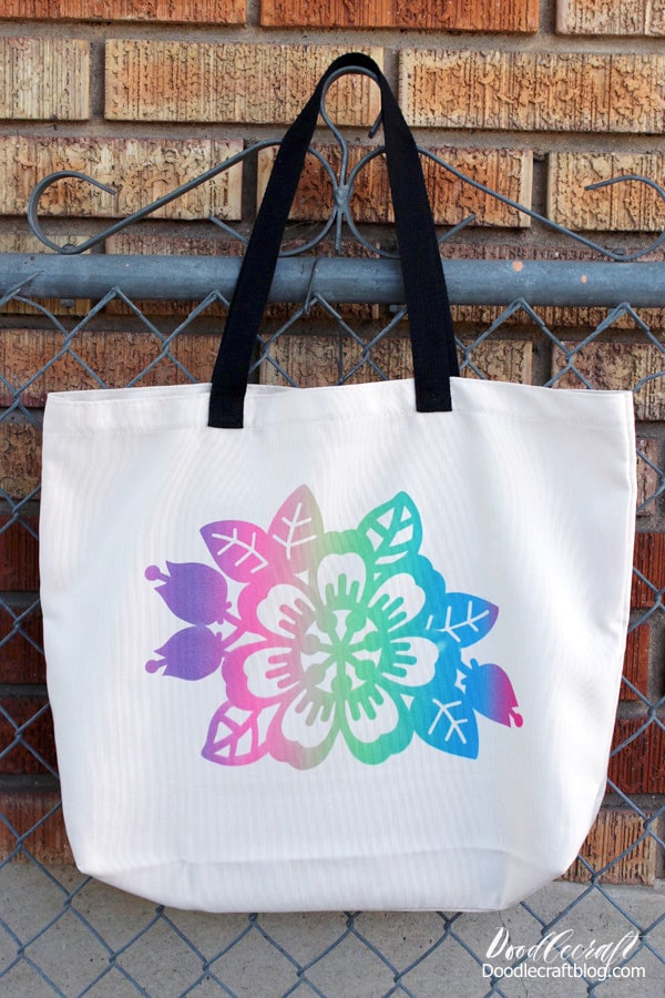 Rainbow Flower Cricut Infusible Ink Tote