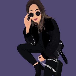 black dresses girl with black glaases pfp