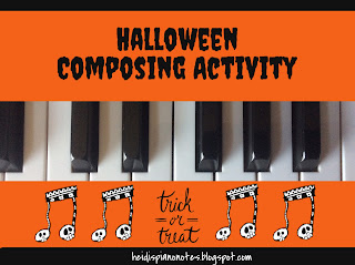 Trick or Treat Composing Free Printable Halloween Piano Activity on heidispianonotes.blogspot.com