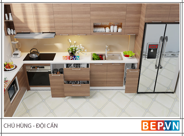 Tủ bếp gỗ Laminate nhà chú Hùng