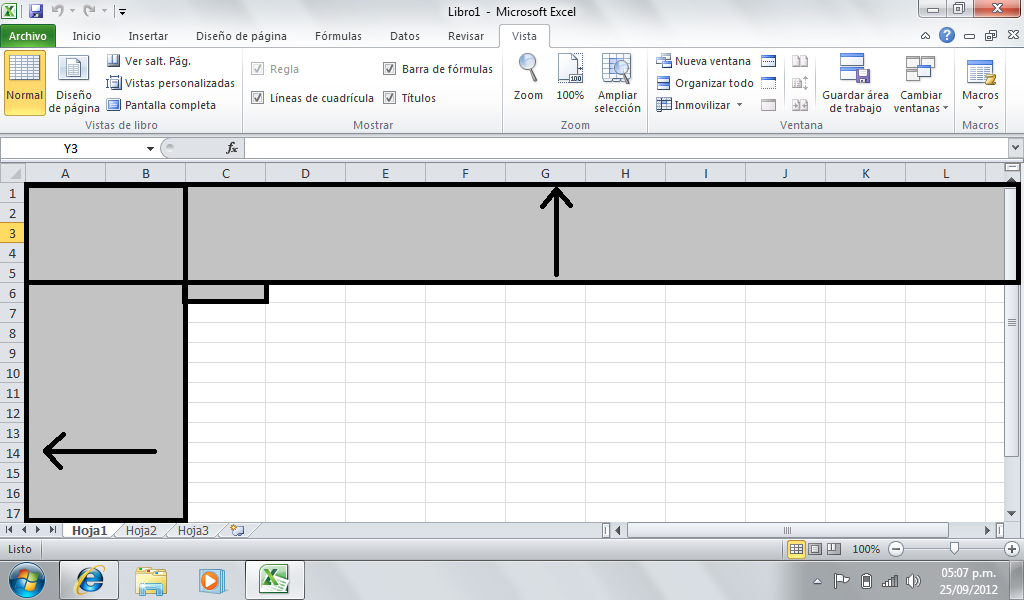 COSAS UTILES: Inmovilizar mas de una columna y/o fila en Excel