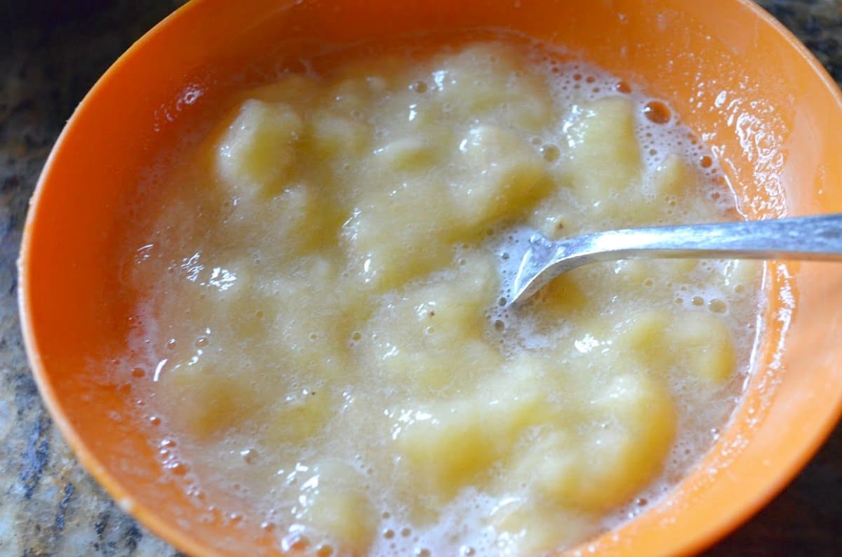Mashed Bananas in a bowl.