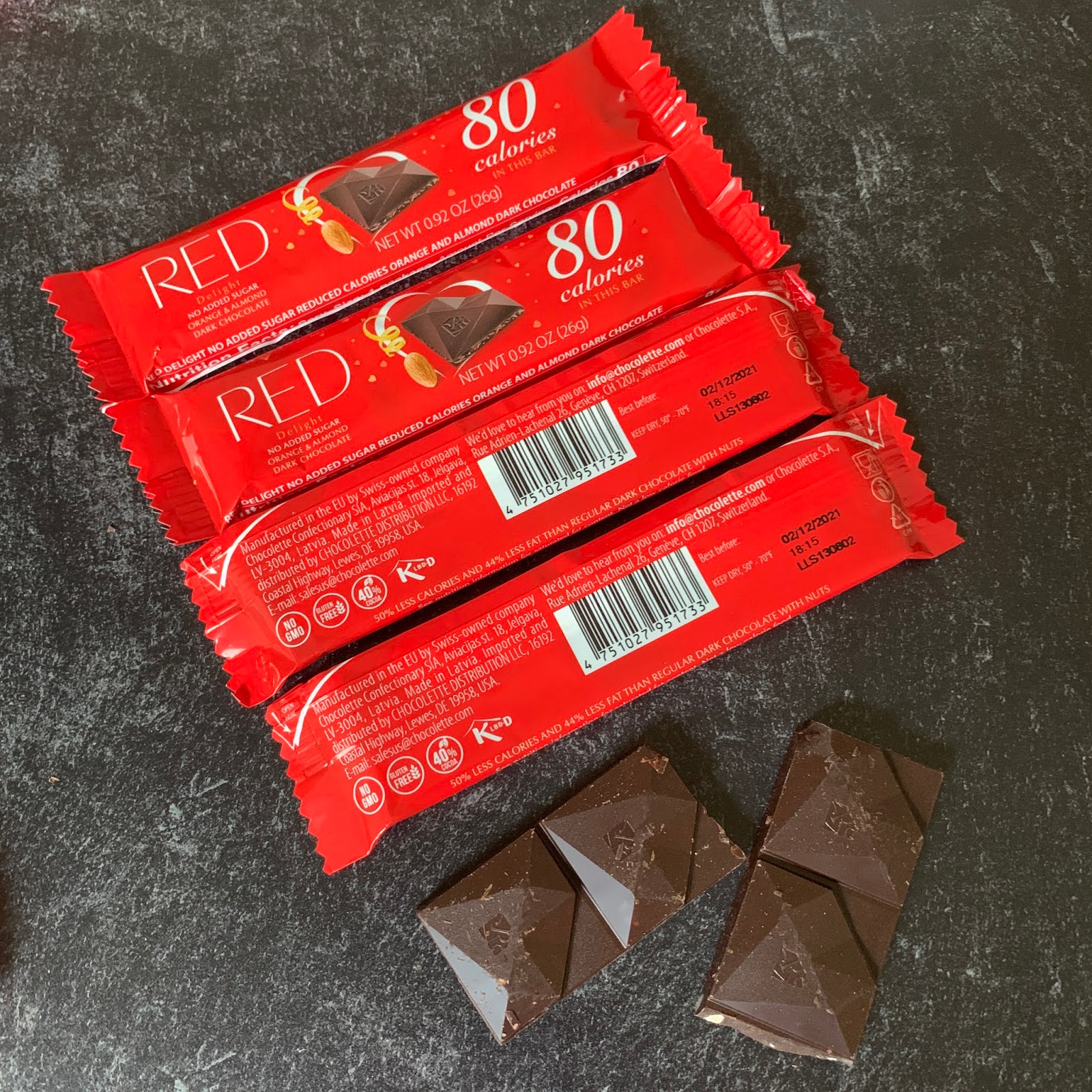 RED Chocolate Milk Chocolate, Milk Chocolate w/Hazelnut and Macadamia