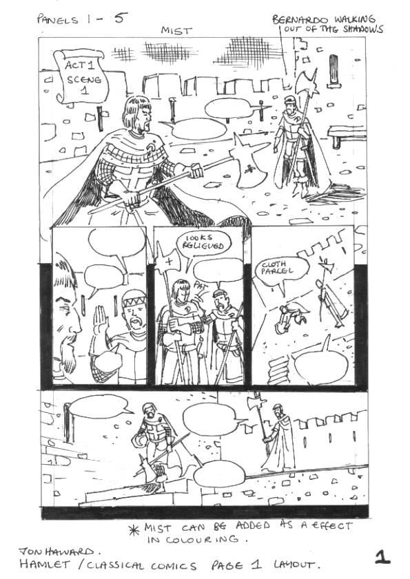 HAMLET ROUGH CUT: ACT 1 SCENE 1 PAGE ROUGHS/ LAYOUTS