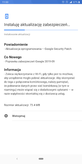 Nokia 9 PureView receiiving September 2019 Android Security update