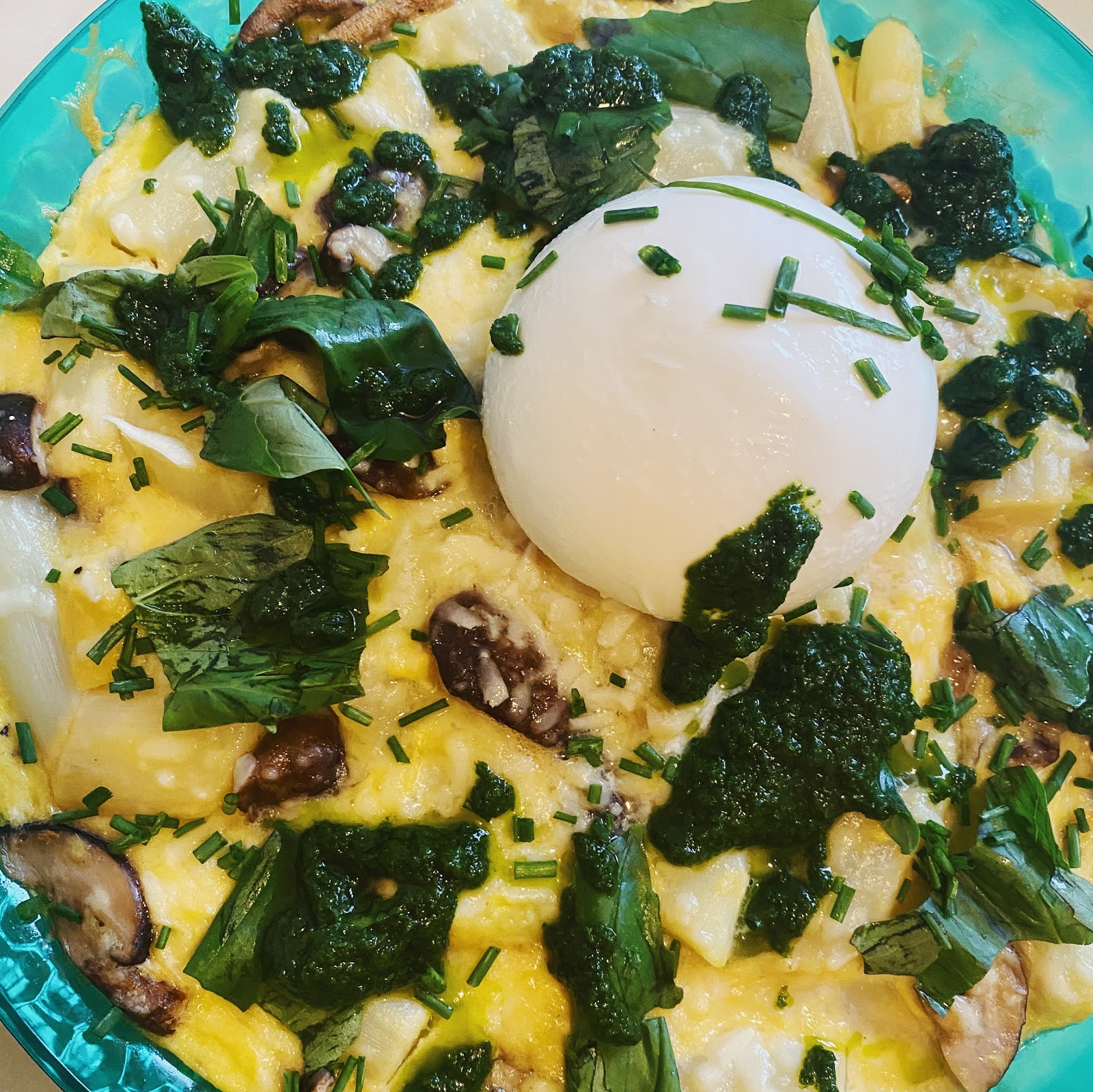 Stella's Wardrobe ASPARAGUS FRITTATA WITH BURRATA & HERB PESTO