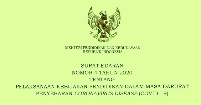 SURAT EDARAN MENDIKBUD NOMOR 4 TAHUN 2020