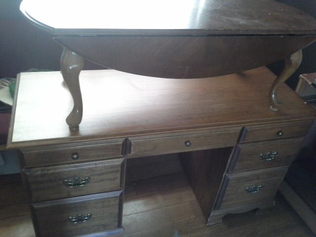 Rustic Grey White and Black Painted Desk