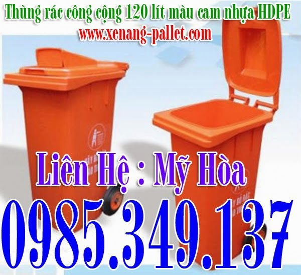 THÙNG RÁC CÔNG CỘNG 120 LÍT-MÀU CAM