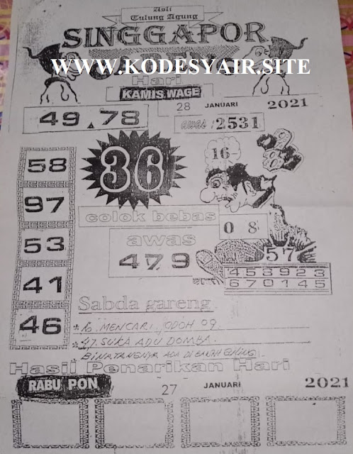 Forum Kode Syair Singapore 28 Januari 2021 Syair Togel
