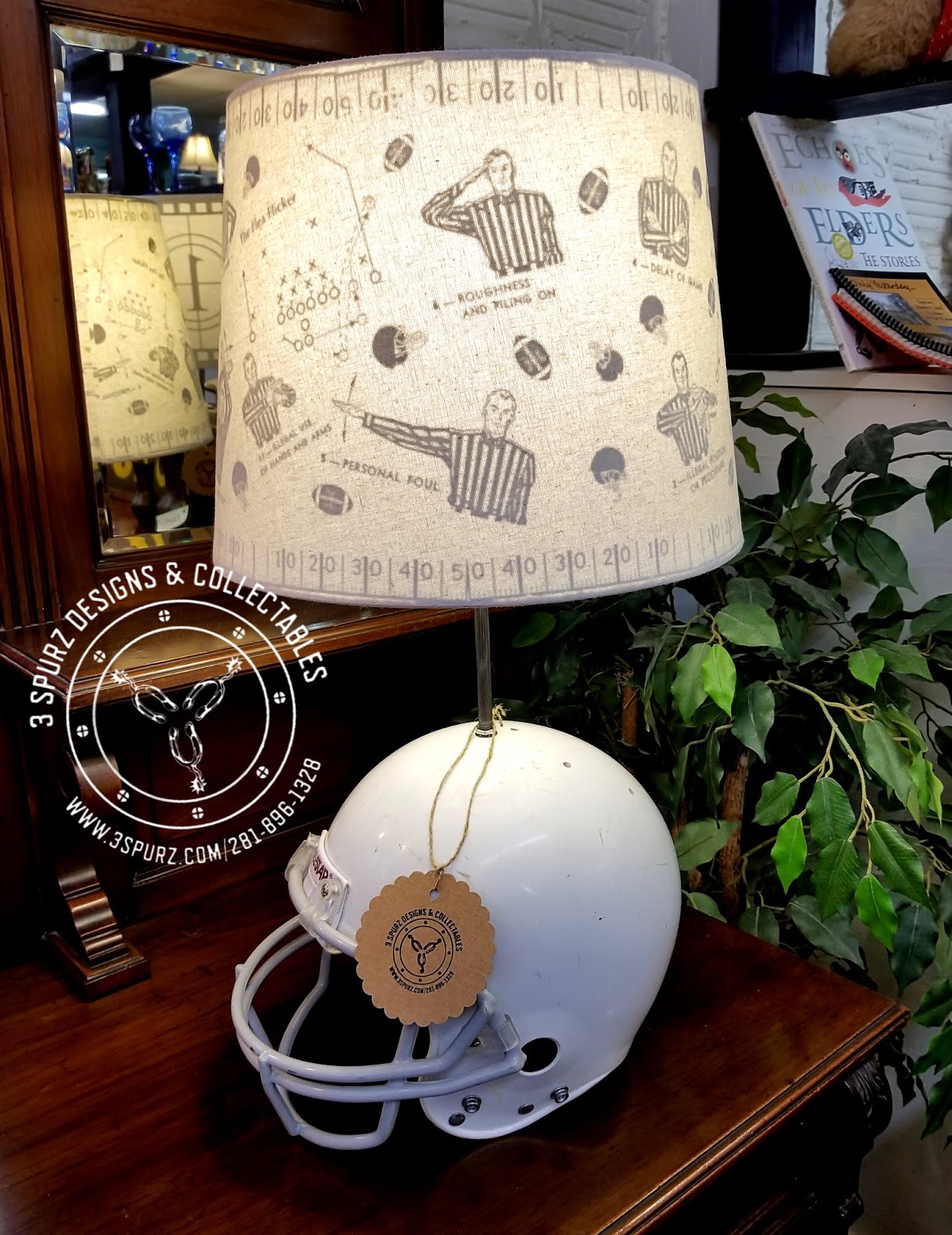 3 Spurz DandC Repurposed /Refurbished Creations!! Football helmet lamp