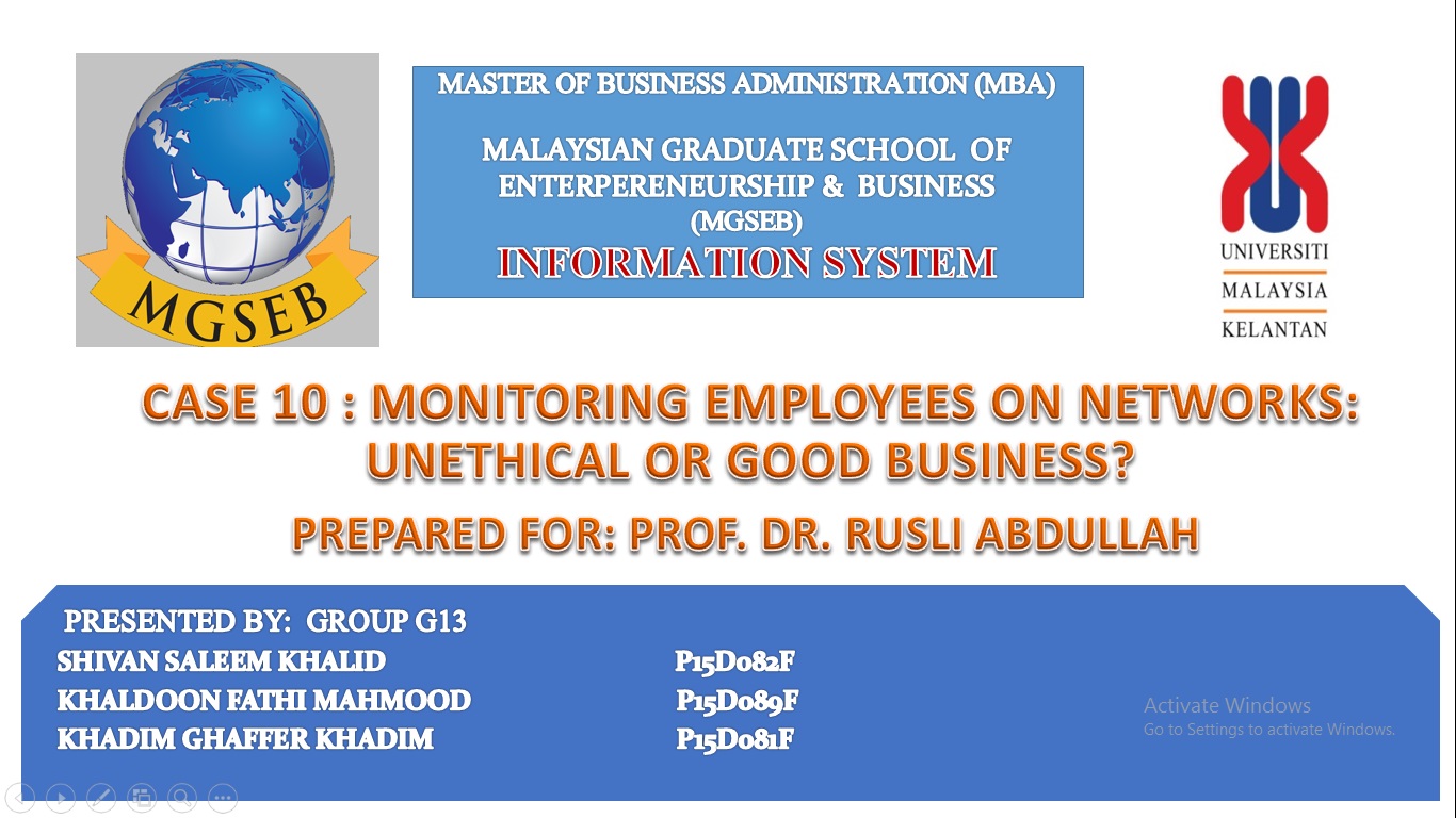 KADHIM ALYOUSIF CASE 10 MONITORING EMPLOYEES ON NETWORKS