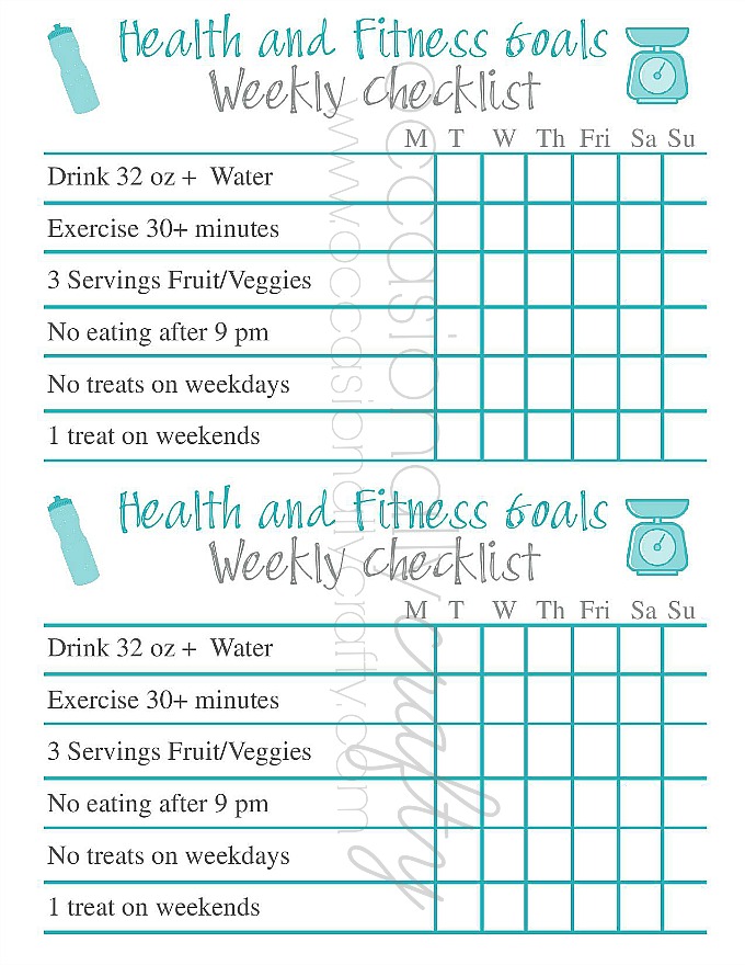 Free Printable: Health and Fitness Goal Checklist | Occasionally Crafty: Free Printable: Health ...