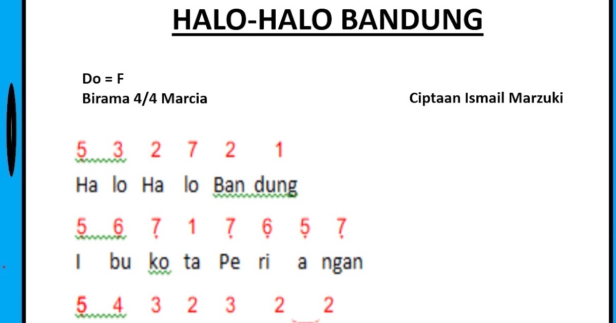 Not Angka Lagu Halo Halo Bandung