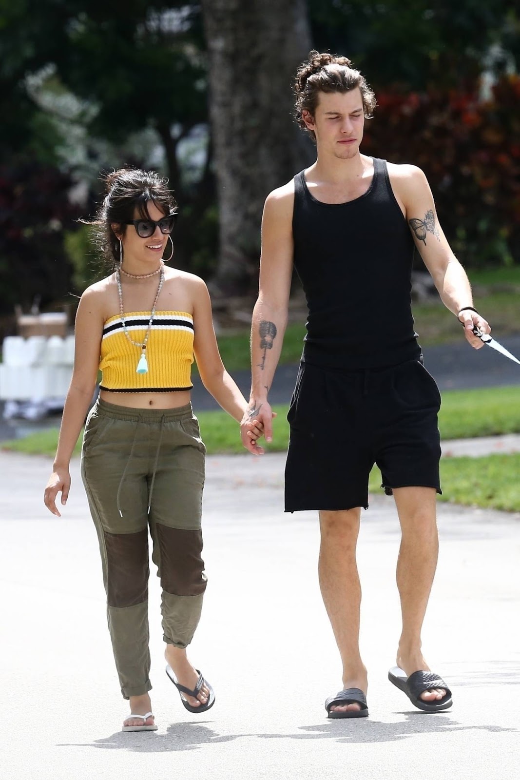 Celebpot Camila Cabello And Shawn Mendes Walking Her Dog Thunder In Miami
