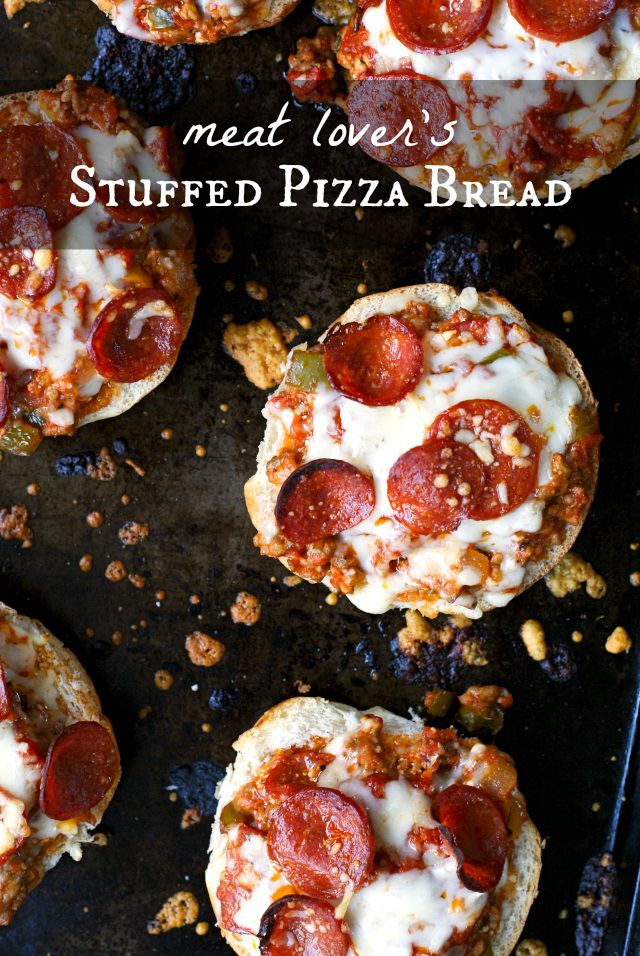 Meat Lover's Stuffed Pizza Bread | thetwobiteclub.com | #FallforFlavor #ad