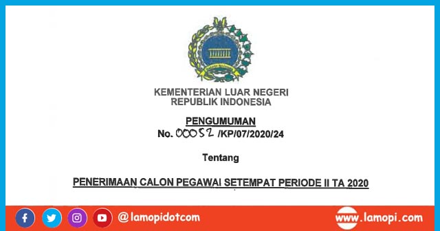 Lowongan Kerja CPS Kementerian Luar Negeri RI Bulan Agustus 2020 - LAMOPI