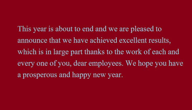 Happy New Year wishes for Employees