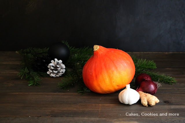 Zutaten für weihnachtliche Kürbissuppe